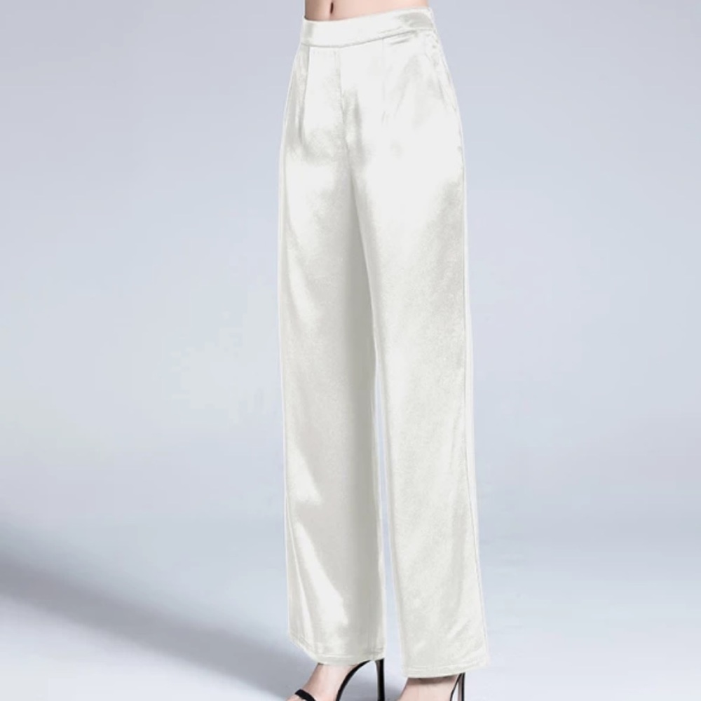 Matching ivory pants and crop top set